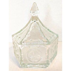 Vtg Eagle & Stars Colonial INDIANA Tiara Hexagon Covered Candy Dish Trinket Box